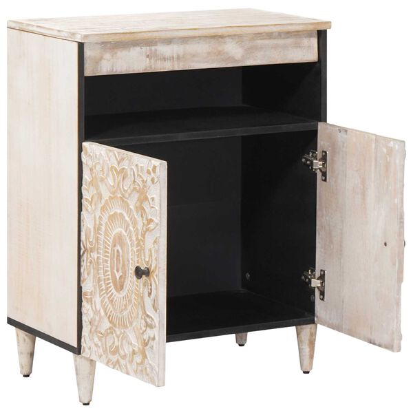 vidaXL Buffet avec porte Blanc 60 x 33,5 x 75 cm Bois de mangue massif