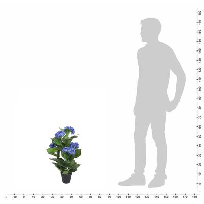 vidaXL Plante hortensia artificielle avec pot 60 cm Bleu