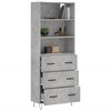 vidaXL Buffet haut Gris b&eacute;ton 69,5x34x180 cm Bois d'ing&eacute;nierie