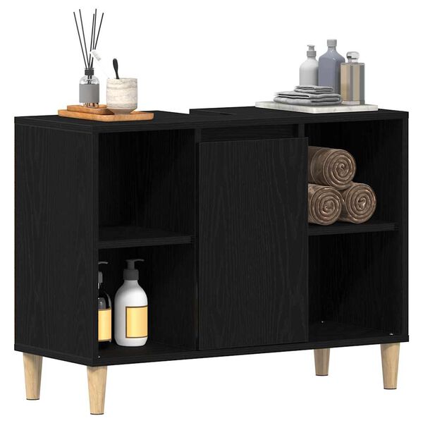 vidaXL Meuble sous-évier Chêne noir 80x33x60 cm Bois d'ingénierie