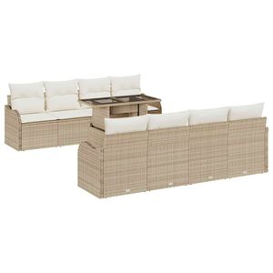 vidaXL Ensemble de canap&eacute; de jardin avec coussin 7 pcs Beige polyrotin