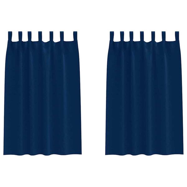 vidaXL Rideaux occultants avec anneaux 2 pcs Bleu fonc&eacute; 175 x 140 cm