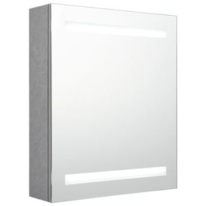 vidaXL Armoire de salle de bain &agrave; miroir LED Gris b&eacute;ton 50x14x60 cm