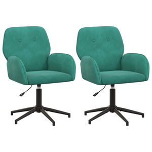 vidaXL Chaises de bureau pivotantes 2 pc Velours 54 x 55 x 90 cm