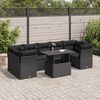 vidaXL Salon de jardin 8 pcs avec coussins noir r&eacute;sine tress&eacute;e