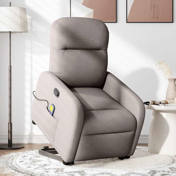 vidaXL Fauteuil inclinable de massage Taupe Tissu