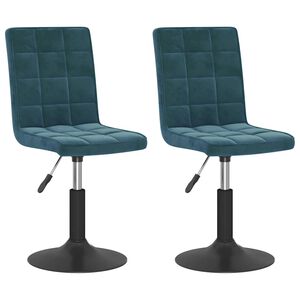 vidaXL Chaises pivotantes &agrave; manger lot de 2 bleu velours