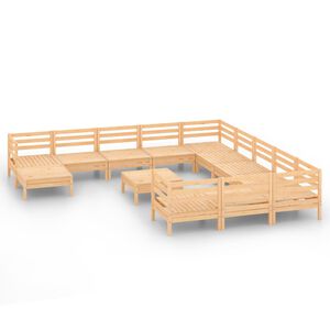 vidaXL Salon de jardin 13 pcs Bois de pin massif