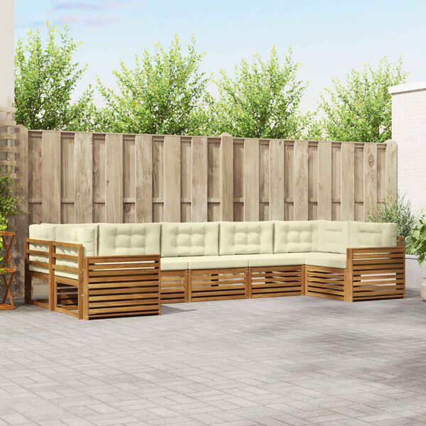 vidaXL Ensemble de canap&eacute;s d'ext&eacute;rieur 7 pcs Naturel et Cr&egrave;me