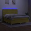 vidaXL Sommier &agrave; lattes de lit et matelas et LED Vert 160x200 cm Tissu