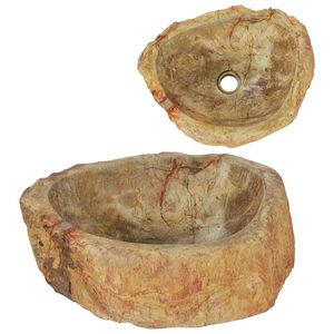vidaXL &Eacute;vier 45x35x15 cm Pierre fossile Cr&egrave;me