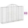 vidaXL Paniers à gabions arqués 3 pcs 200x30x120/140 cm Fer galvanisé