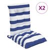 vidaXL Coussins de chaise &agrave; dossier bas lot de 2 rayures bleu/blanc
