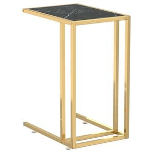 vidaXL Table d'appoint ordinateur Marbre noir 50x35x65 cm Verre tremp&eacute;