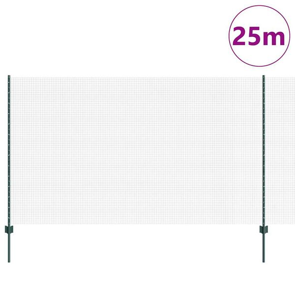 vidaXL Cl&ocirc;ture avec poteau Vert 1,4 x 25 m Acier et PVC