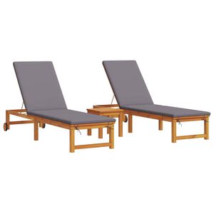 vidaXL Transat 3 pcs Marron Bois d'Acacia Massif