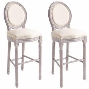 vidaXL Tabourets de bar lot de 2 blanc lin