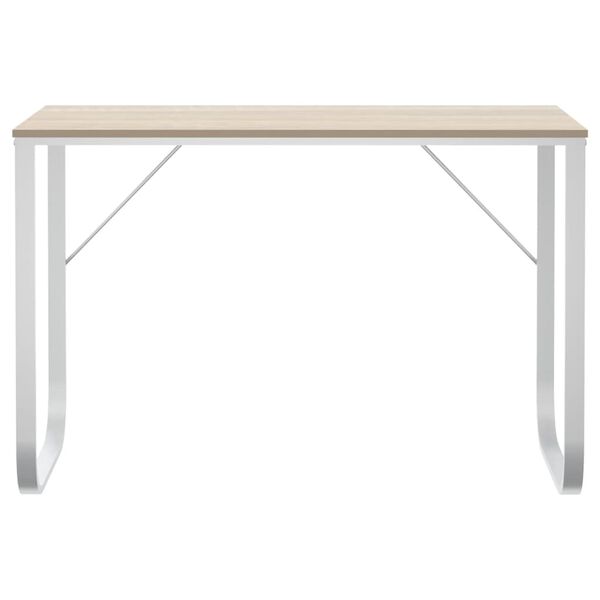vidaXL Bureau d'ordinateur Blanc et chêne 110x60x73 cm Aggloméré