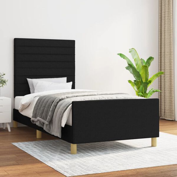 vidaXL Cadre de lit sans matelas noir 100x200 cm tissu