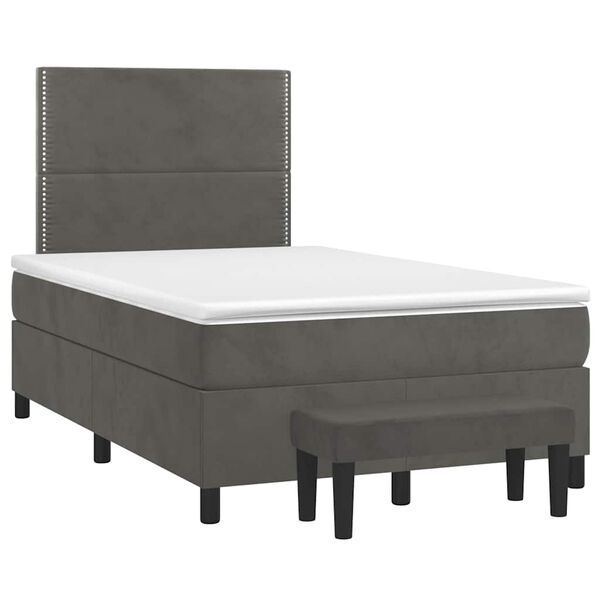 vidaXL Sommier &agrave; lattes de lit et matelas gris fonc&eacute; 120x190cm velours