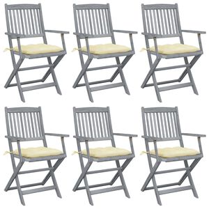 vidaXL Chaises pliables d'ext&eacute;rieur lot de 6 et coussins Bois d'acacia