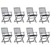 vidaXL Chaises pliables d'ext&eacute;rieur lot de 8 et coussins Bois d'acacia