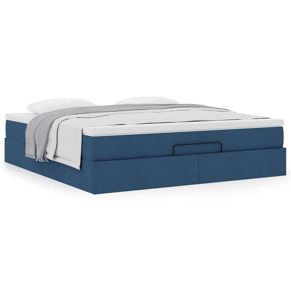 VidaXL Cadre de lit ottoman avec matelas bleu 160x200 cm tissu