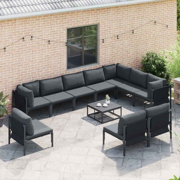 vidaXL Ensemble de canap&eacute; de jardin Anthracite Acier