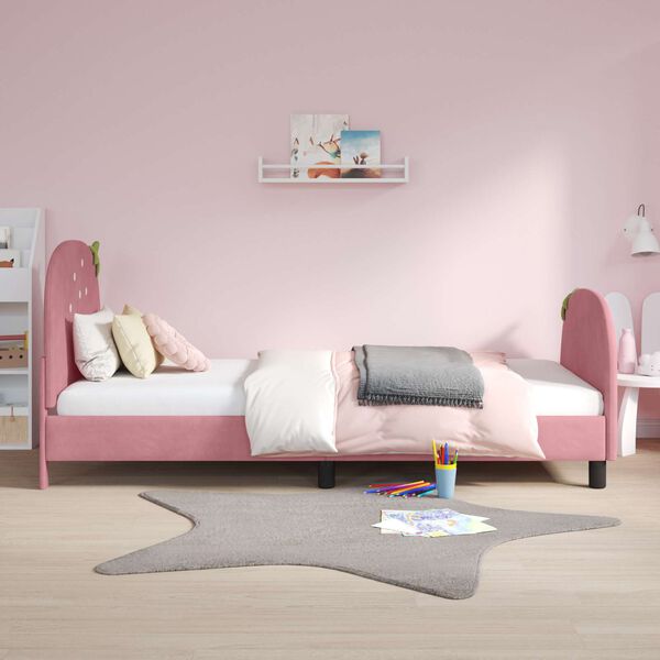 vidaXL Cadre de lit pour enfants avec tête de lit Rose 90 x 190 cm
