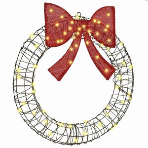 vidaXL Couronne 60 LED Blanc chaud 75 x 75 x 8 cm Rotin