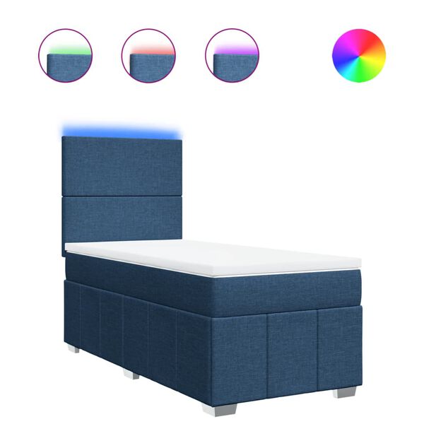 vidaXL Sommier &agrave; lattes de lit avec matelas Bleu 90x190 cm Tissu