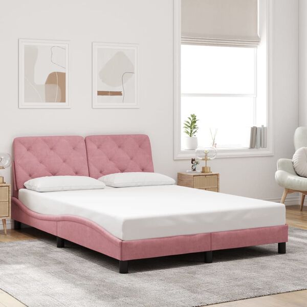 vidaXL Cadre de lit sans matelas rose 120x200 cm velours