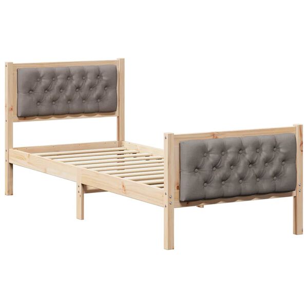 vidaXL Cadre de lit avec t&ecirc;te de lit Taupe 75 x 190 cm Pin massif