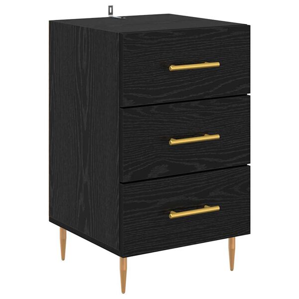 vidaXL Cabinet de chevet Ch&ecirc;ne noir 40 x 40 x 66 cm Bois d'ing&eacute;nierie
