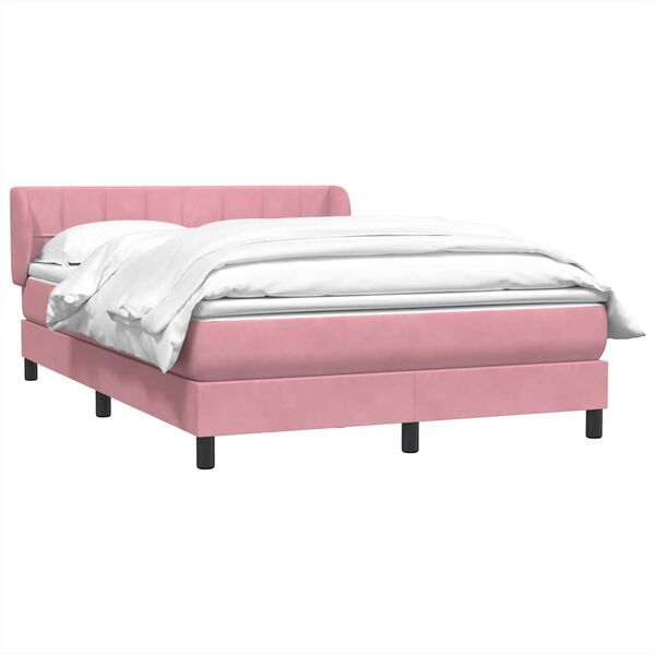 vidaXL Sommier &agrave; lattes de lit avec matelas rose 160x210 cm velours