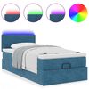 vidaXL Lit ottoman avec matelas et LED bleu fonc&eacute; 80x200cm velours