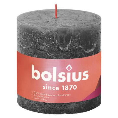 Bolsius Bougies pilier rustiques Shine 3 pcs 100x100 mm Gris orageux