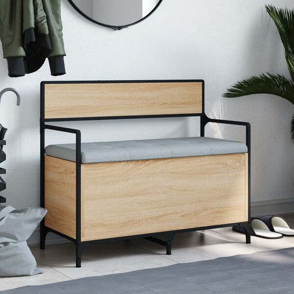 vidaXL Banc de rangement ch&ecirc;ne sonoma 85,5x42x73,5cm bois d'ing&eacute;nierie
