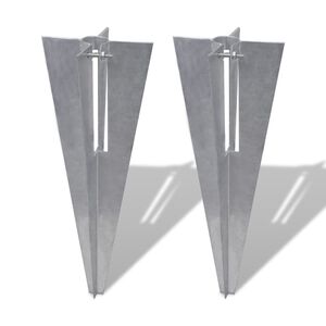 vidaXL Piquets de poteau de cl&ocirc;ture 2 pcs acier