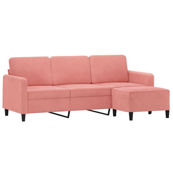 vidaXL Canap&eacute; &agrave; 3 places avec repose-pieds Rose 180 cm Velours