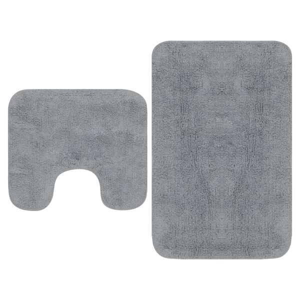 vidaXL Tapis de salle de bain 2 pcs Tissu Gris