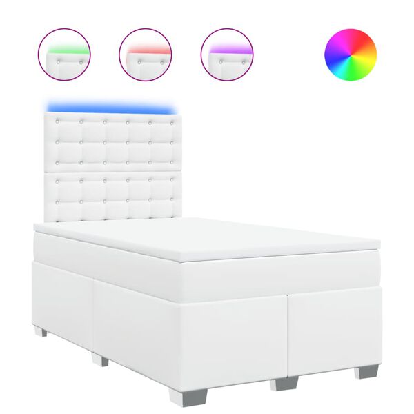 vidaXL Sommier &agrave; lattes de lit avec matelas Blanc 120x200cm Similicuir