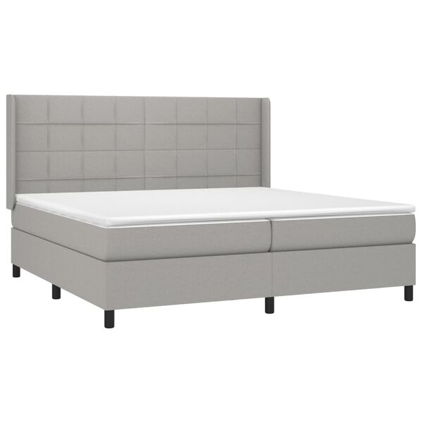 vidaXL Sommier &agrave; lattes de lit avec matelas Gris clair 200x200cm Tissu