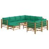 vidaXL Salon de jardin 10 pcs avec coussins vert bambou