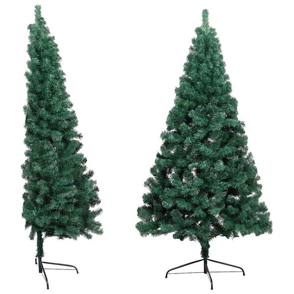 vidaXL Demi-arbre de No&euml;l artificiel pr&eacute;-&eacute;clair&eacute; et boules vert 120 cm