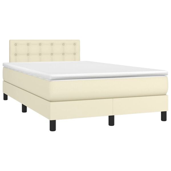 vidaXL Sommier &agrave; lattes de lit avec matelas et LED Cr&egrave;me 120x200 cm