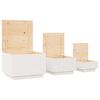 vidaXL Boîtes de rangement et couvercles 3pcs Blanc Bois massif de pin