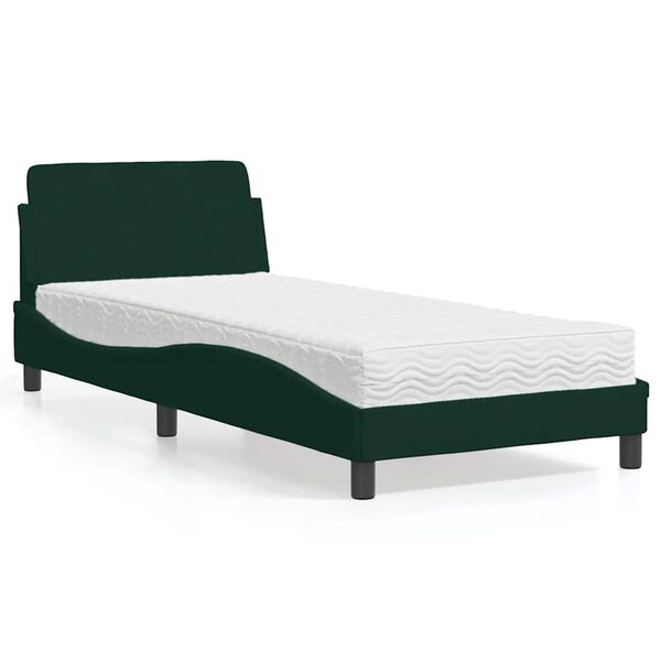 vidaXL Lit avec matelas Dover vert foncé 80x200 cm velours