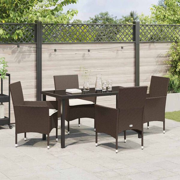 vidaXL Ensemble de salle &agrave; manger pour jardin 5 pcs Marron polyrotin