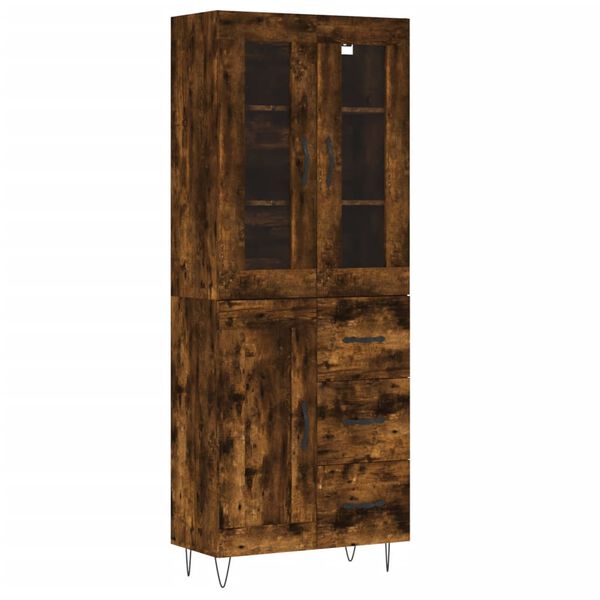 vidaXL Buffet haut Ch&ecirc;ne fum&eacute; 69,5x34x180 cm Bois d'ing&eacute;nierie